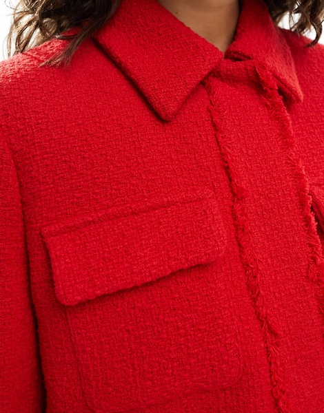 Mango cropped tailored jacket in red