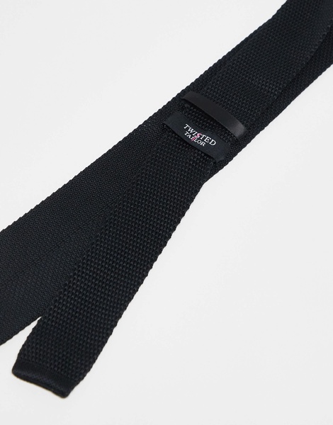 Twisted Tailor knitted tie in black