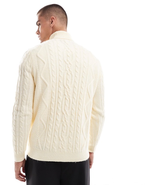 ASOS DESIGN heavyweight cable knit turtleneck sweater in cream