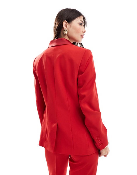 ASOS DESIGN nipped waist tux blazer in red - part of a set