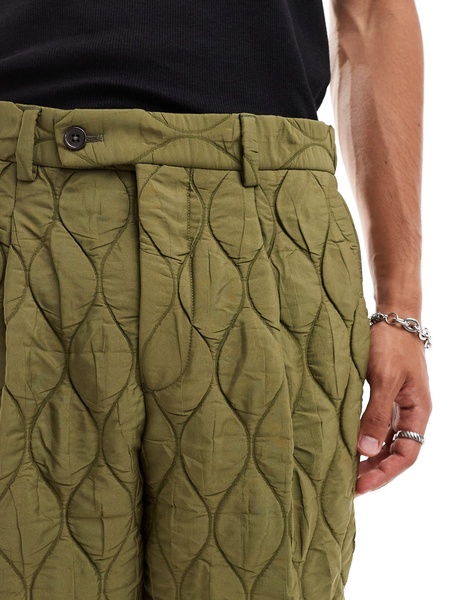 Viggo casual oversized suit pants in quilted khaki - part of a set