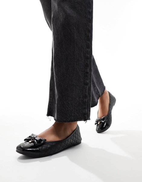 River Island ballerina flats with bow detail in black