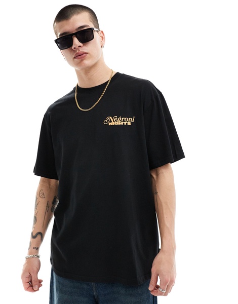 ONLY & SONS oversized t-shirt with negroni back print in black