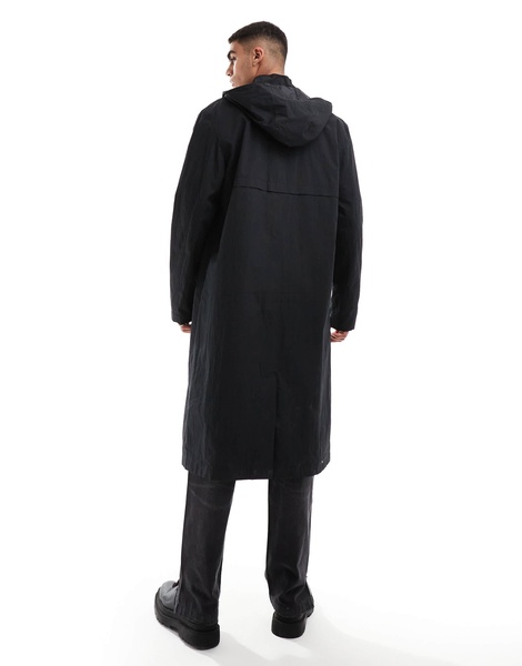 ASOS DESIGN hooded trench coat in black