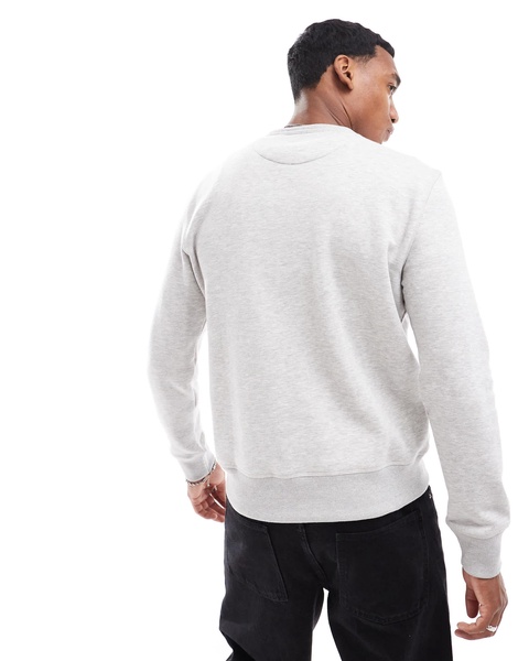 FCUK chest logo crew sweatshirt in light gray melange