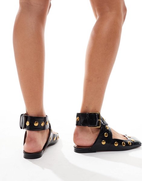 ASOS DESIGN Light studded ballet flats in black