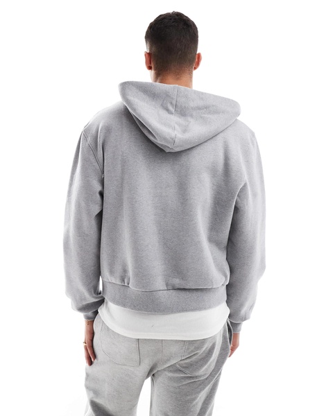 ASOS DESIGN premium heavyweight boxy oversized zip through hoodie 400gsm in gray heather