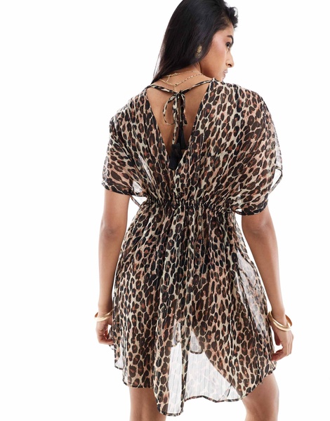 Accessorize leopard beach kaftan in multi