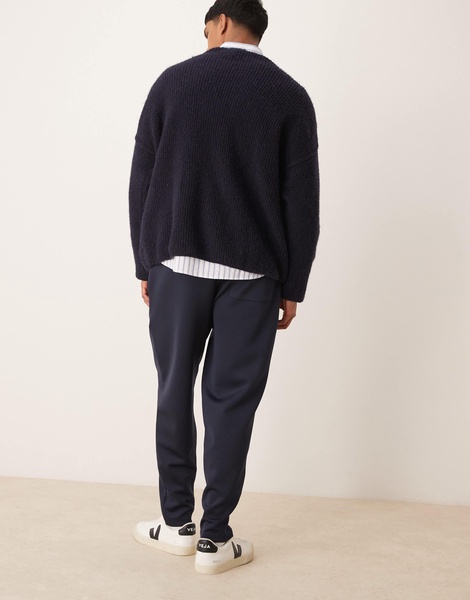 ASOS DESIGN tapered scuba sweatpants in navy