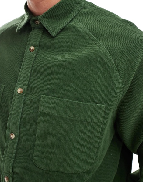 ASOS DESIGN 90s oversized cord shirt in green