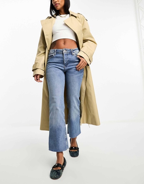 Mango cropped kick flare jeans in light blue