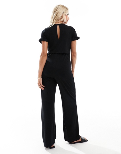 Mamalicious Maternity double layer jumpsuit with nursing functionality in black