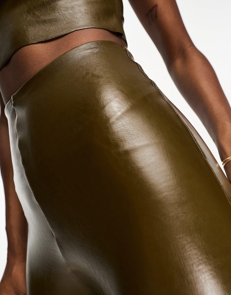 Commando faux leather cropped flare leggings in green - part of a set