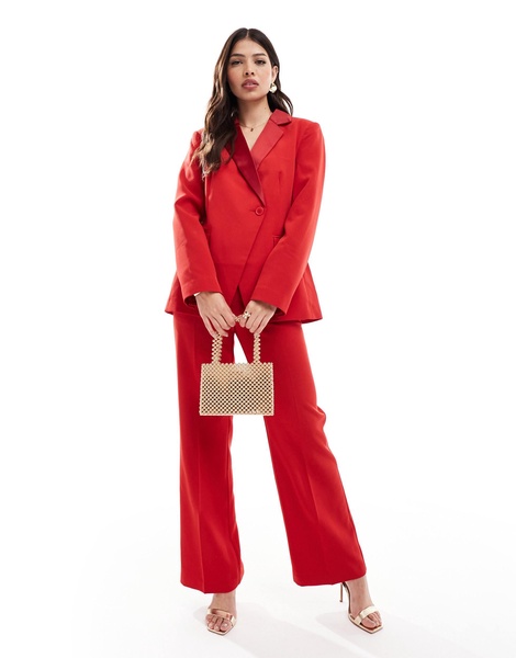 ASOS DESIGN nipped waist tux blazer in red - part of a set