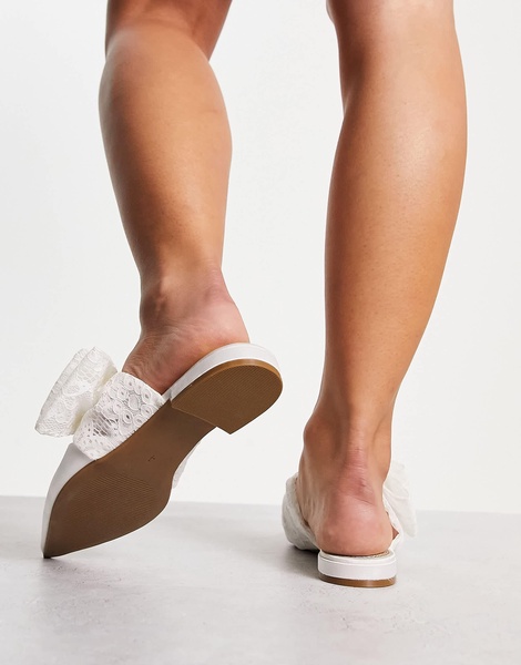 ASOS DESIGN Wide Fit Love-Match bow ballet flats in ivory