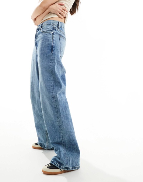 Mango wide slouchy jeans in light wash blue