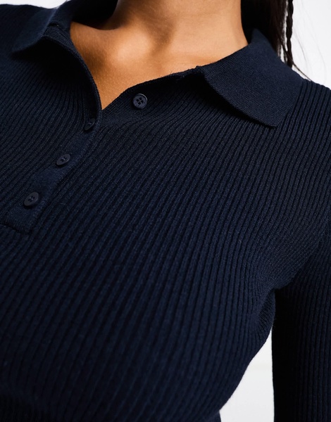 Cotton On ribbed polo cardigan in deep indigo