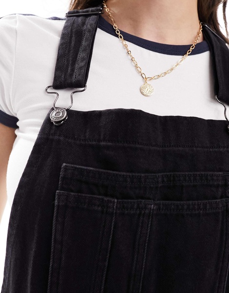 ASOS DESIGN denim overalls in washed black