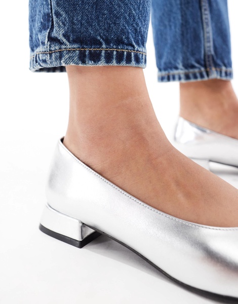 ASOS DESIGN Wide Fit Lavinia ballet flats in silver