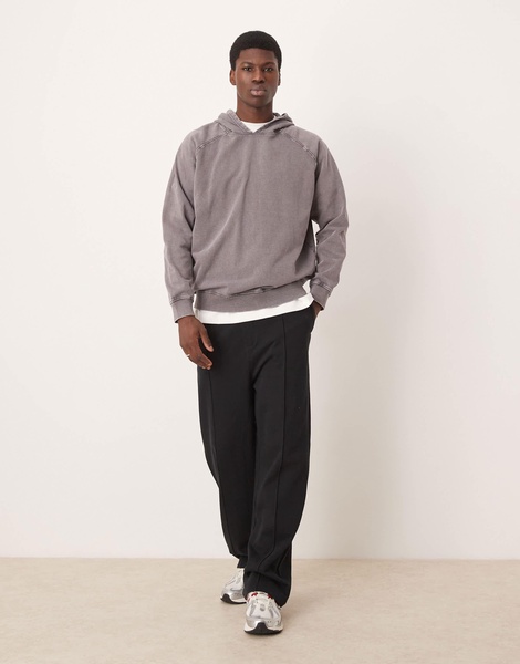 ASOS DESIGN oversized hoodie with raglan sleeve in washed gray