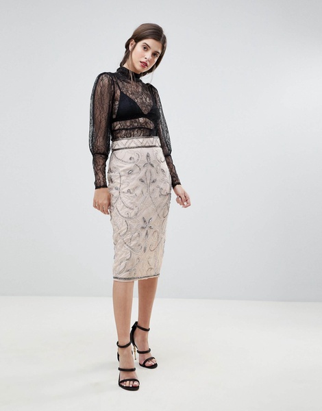 River Island Premium Embellished Pencil Skirt