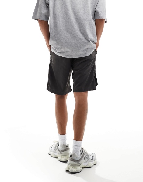 Brave Soul multi pocket tech cargo shorts in dark gray