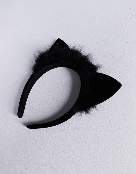 ASOS DESIGN headband with cat ears and faux fur in black