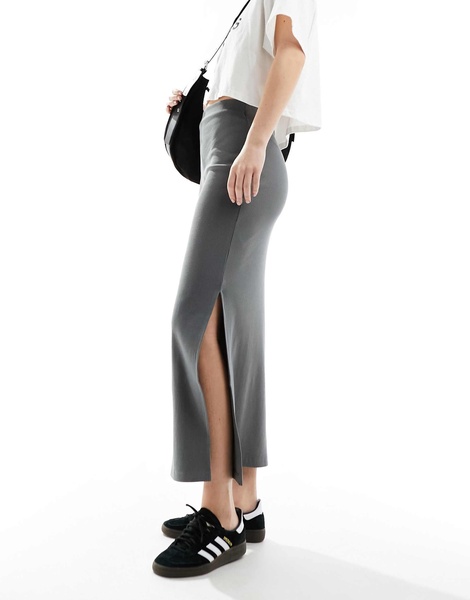 COLLUSION ribbed maxi skirt in gray