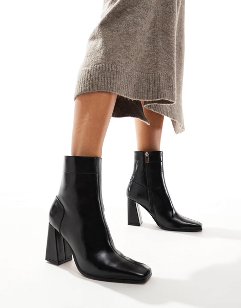 ASOS DESIGN Wide Fit Everest flared heel boots in black