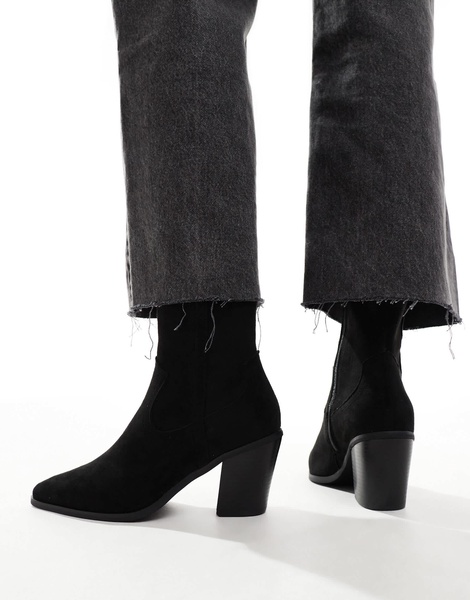 ASOS DESIGN Rational heeled western boots in black