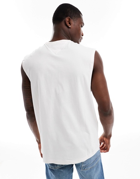 Tommy Jeans badge logo tank top in white