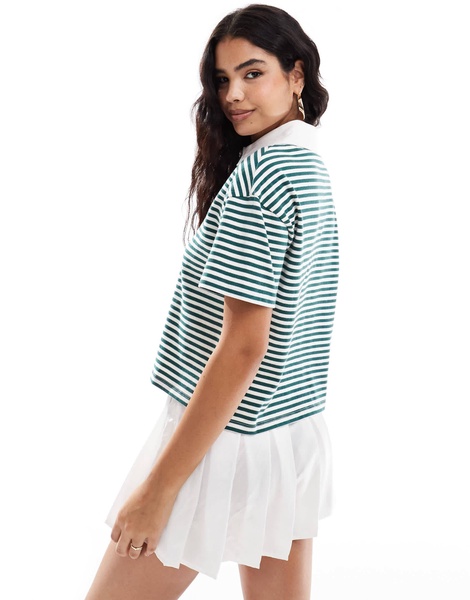 Levi's short sleeve stripe rugby polo in green