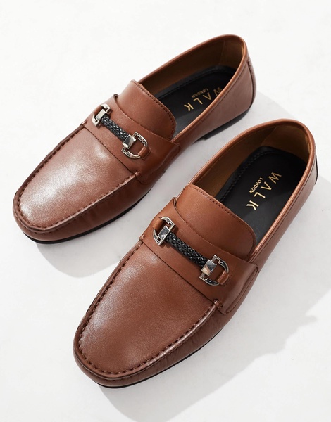 Walk London Luigi Rope Loafers In Tan Leather