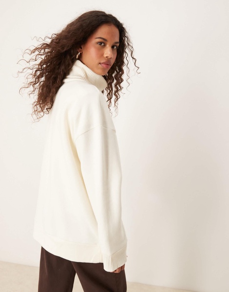 ASOS DESIGN supersoft long line turtleneck in winter white - part of a set