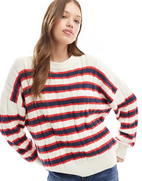 Cotton On crew neck pullover sweater in red stripe