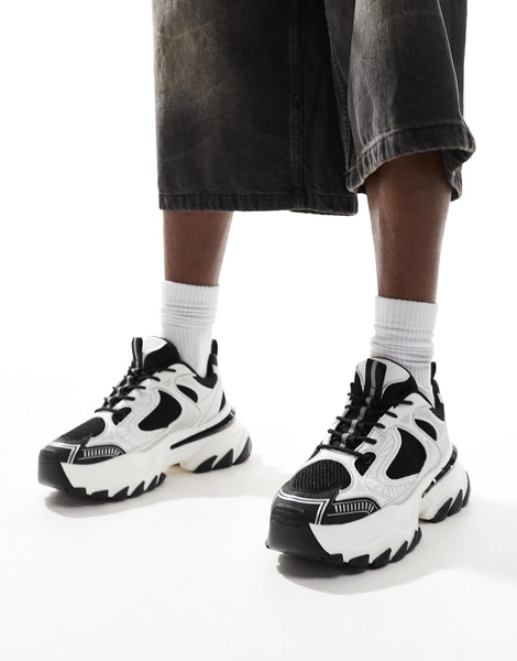 ASOS DESIGN chunky sneakers in white and black