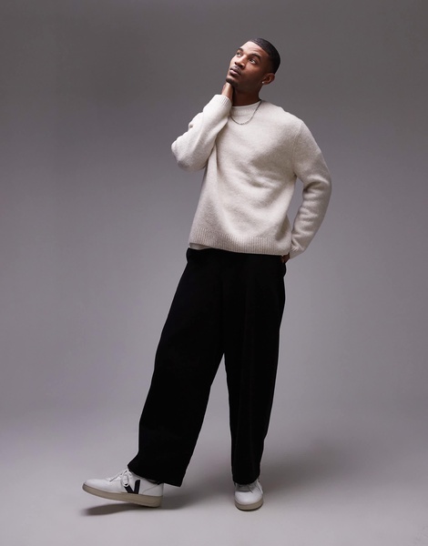 ARKET wool knit crew neck sweater in off-white