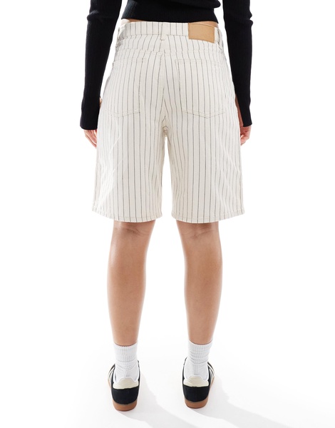 Cotton On baggy longline denim shorts in ecru stripe