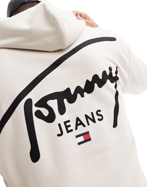 Tommy Jeans signature backprint logo hoodie in off white