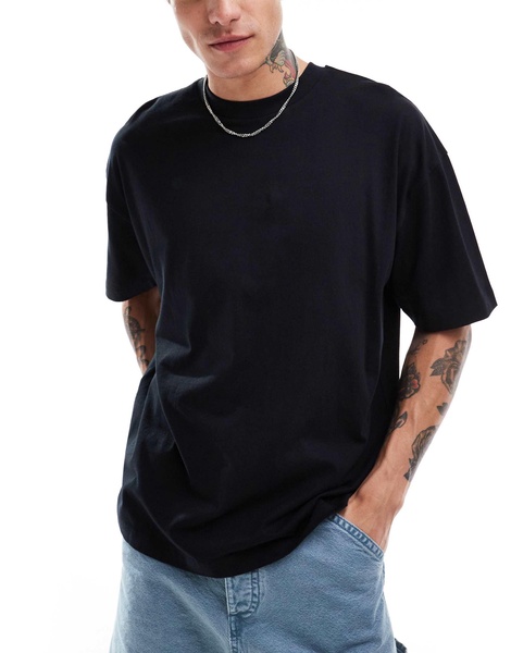 ASOS DESIGN oversized t-shirt in black with chrome back print