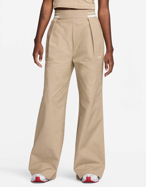 Nike Collection woven wide leg pants in khaki beige