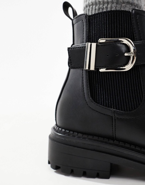 schuh Amari chunky ankle boots with buckle in black