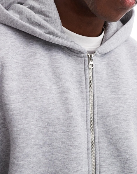 ASOS DESIGN extreme oversized zip up hoodie in heather gray