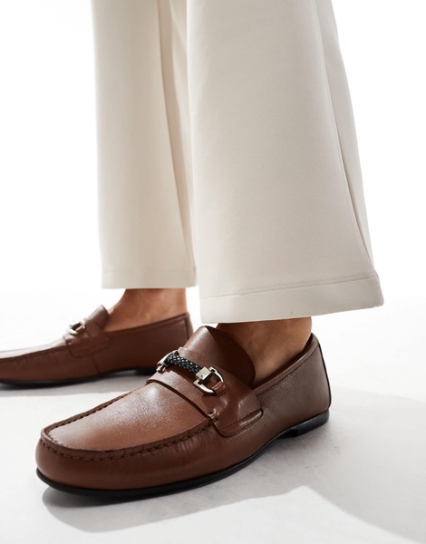 Walk London Luigi Rope Loafers In Tan Leather