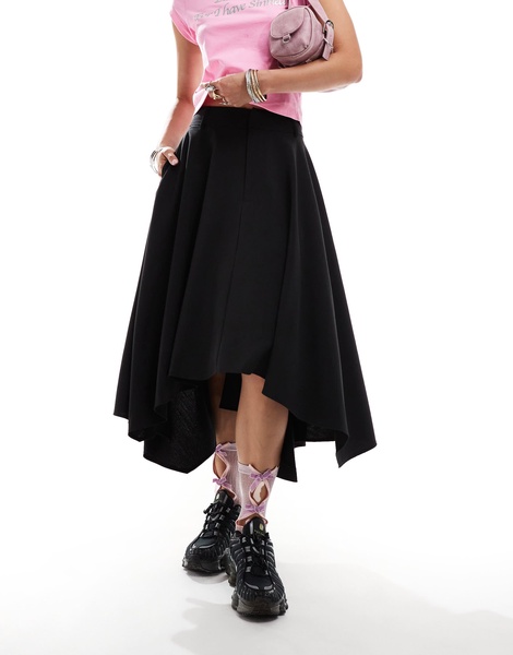 COLLUSION tailored pull on midi circle skirt