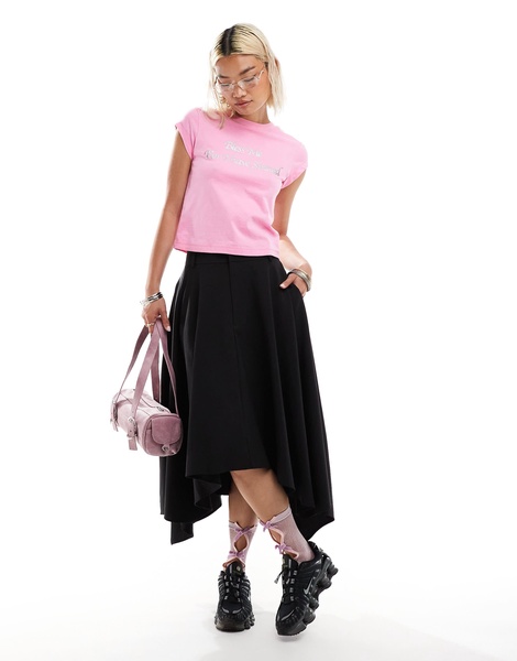 COLLUSION tailored pull on midi circle skirt