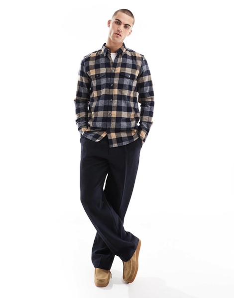 French Connection long sleeve check flannel shirt in camel