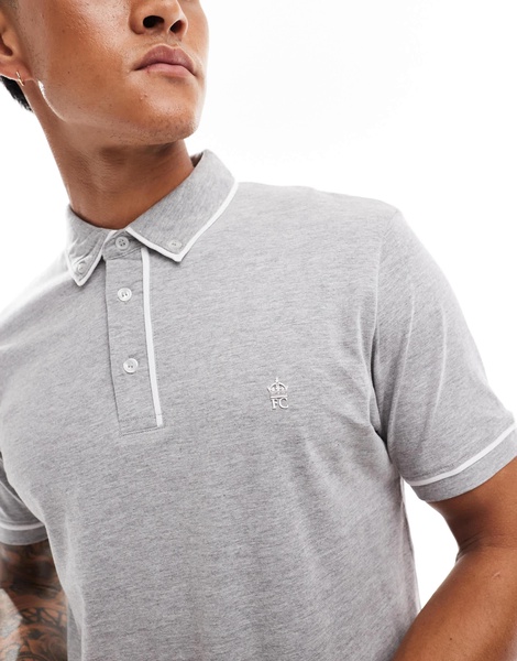 French Connection piping polo in light gray melange