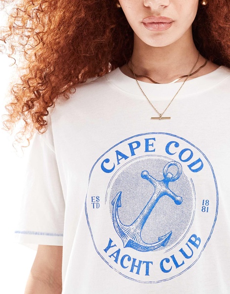 Cotton On oversized t-shirt with retro Cape Cod graphic