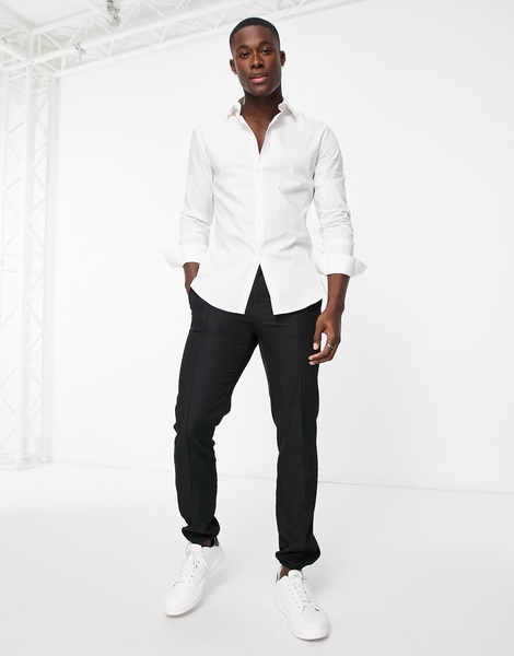 ASOS DESIGN stretch slim fit work shirt in white